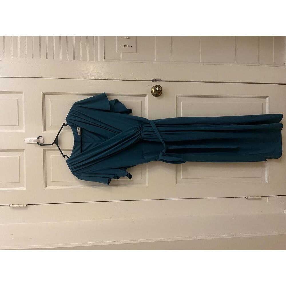 Grace Karin Teal Blue Maxi Dress with Belt - Size 2XL